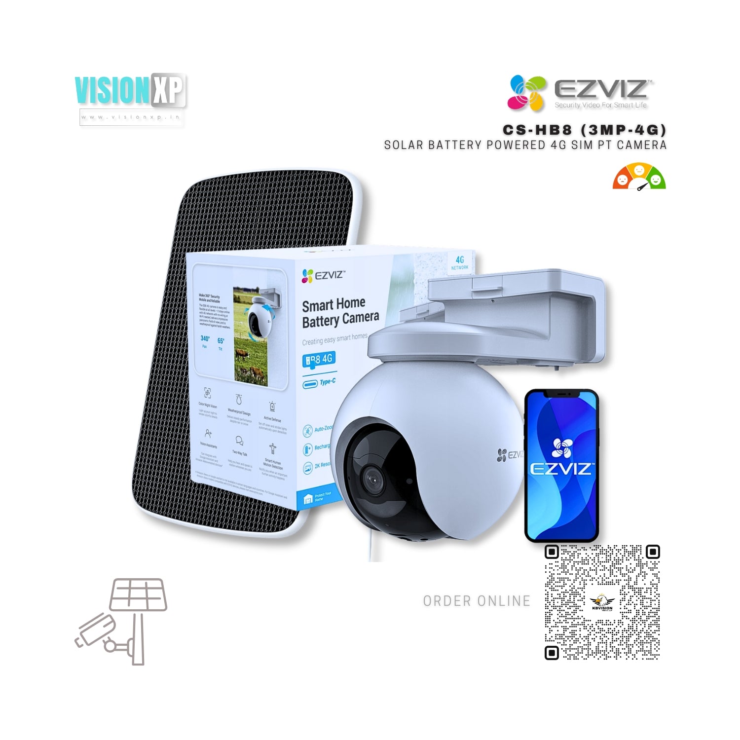 Ezviz HB8 4G 2K Pan & Tilt 3mp Battery Powered Outdoor Camera Ezviz HB8 4G 2K Pan & Tilt 3mp Battery Powered Outdoor Camera